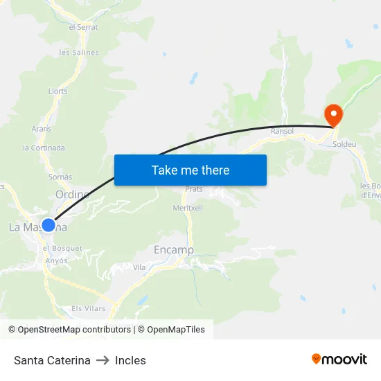 Santa Caterina to Incles map