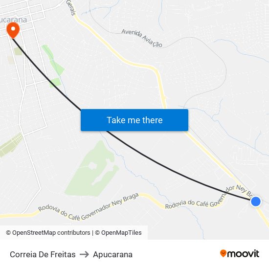 Correia De Freitas to Apucarana map