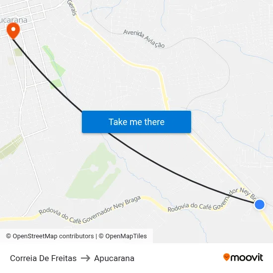 Correia De Freitas to Apucarana map