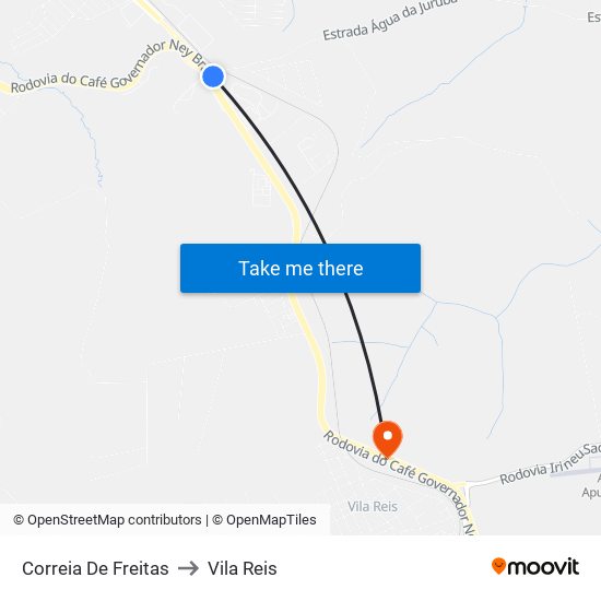 Correia De Freitas to Vila Reis map