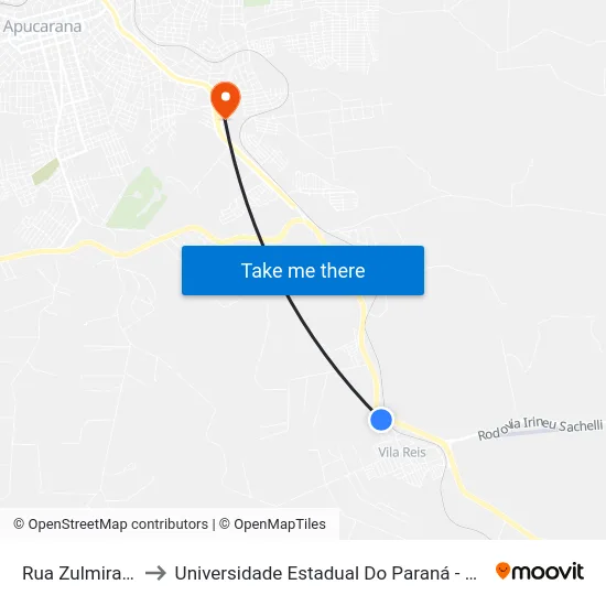 Rua Zulmira, 50-110 to Universidade Estadual Do Paraná - Campus Apucarana map