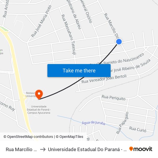 Rua Marcílio Dias, 418 to Universidade Estadual Do Paraná - Campus Apucarana map