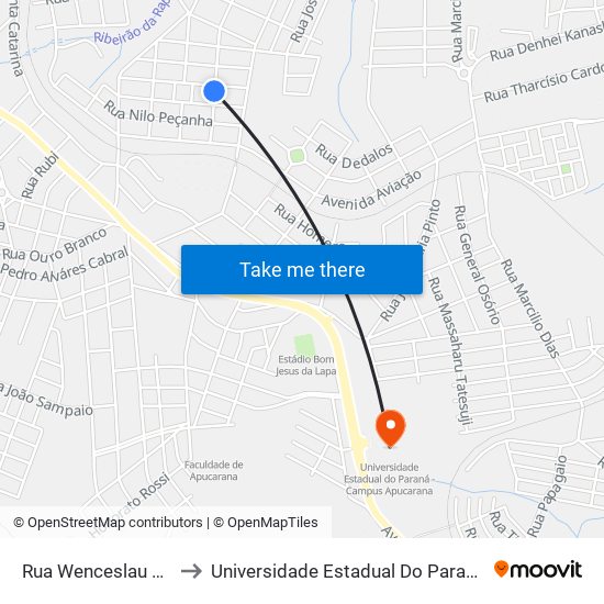 Rua Wenceslau Braz, 154-230 to Universidade Estadual Do Paraná - Campus Apucarana map