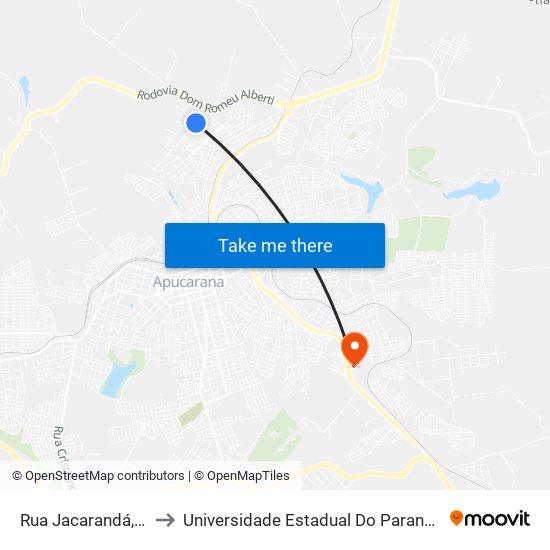Rua Jacarandá, 1051-1117 to Universidade Estadual Do Paraná - Campus Apucarana map