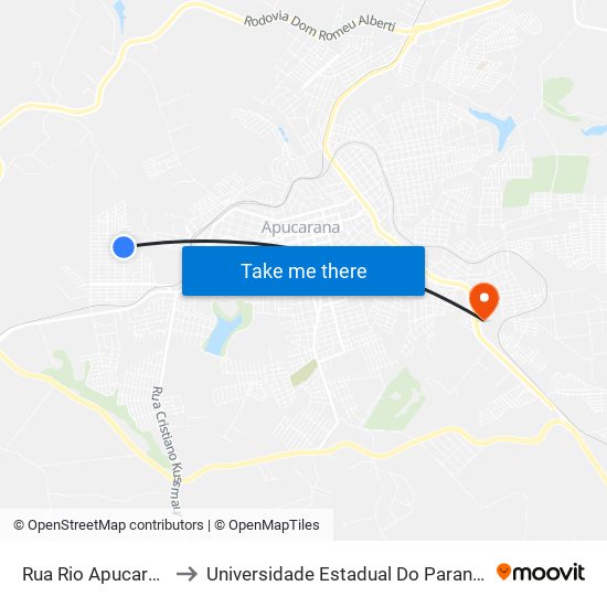 Rua Rio Apucarana, 184-244 to Universidade Estadual Do Paraná - Campus Apucarana map