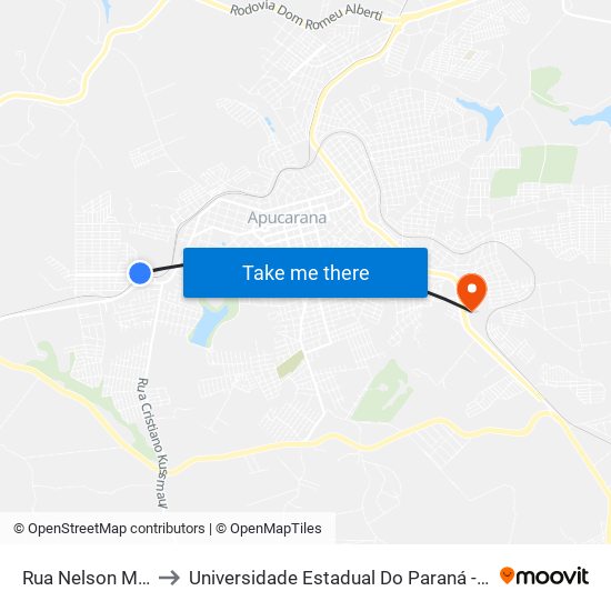 Rua Nelson Moraes, 48 to Universidade Estadual Do Paraná - Campus Apucarana map