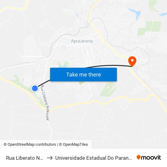 Rua Liberato Noli, 873-917 to Universidade Estadual Do Paraná - Campus Apucarana map