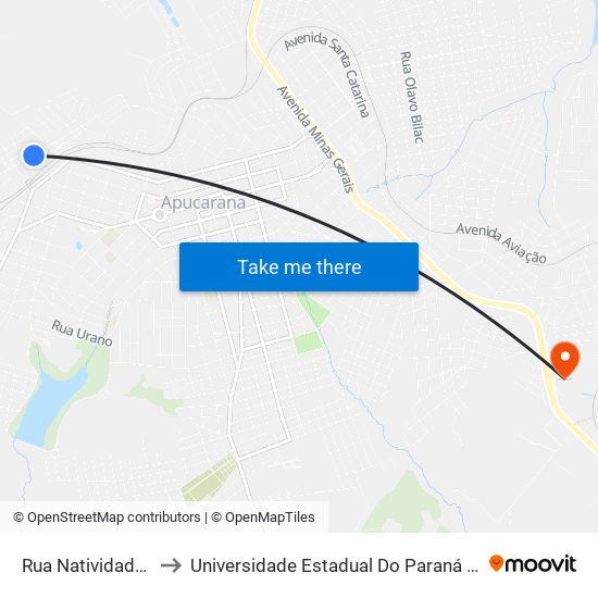 Rua Natividade, 843-951 to Universidade Estadual Do Paraná - Campus Apucarana map