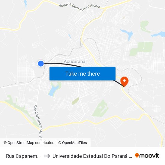 Rua Capanema, 193-225 to Universidade Estadual Do Paraná - Campus Apucarana map