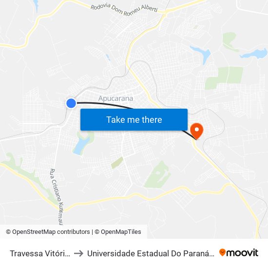 Travessa Vitória, 129-151 to Universidade Estadual Do Paraná - Campus Apucarana map