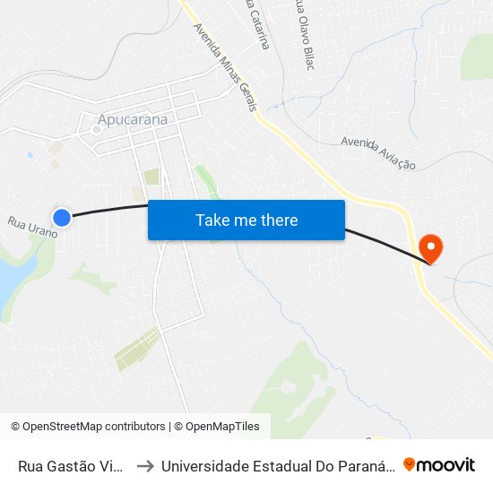 Rua Gastão Vidigal, 1-351 to Universidade Estadual Do Paraná - Campus Apucarana map