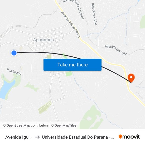 Avenida Iguaçu, 299 to Universidade Estadual Do Paraná - Campus Apucarana map