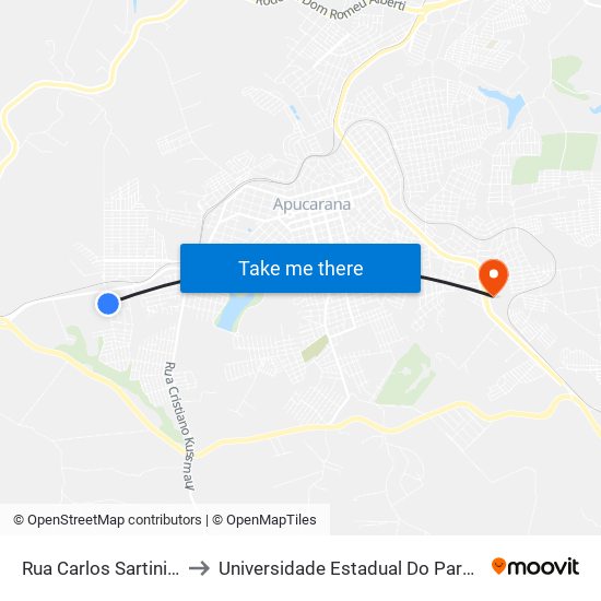 Rua Carlos Sartini Neto, 208-330 to Universidade Estadual Do Paraná - Campus Apucarana map