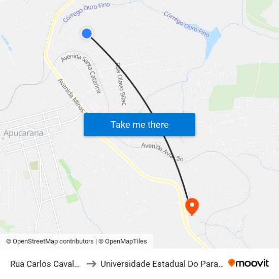 Rua Carlos Cavalcante, 804-914 to Universidade Estadual Do Paraná - Campus Apucarana map
