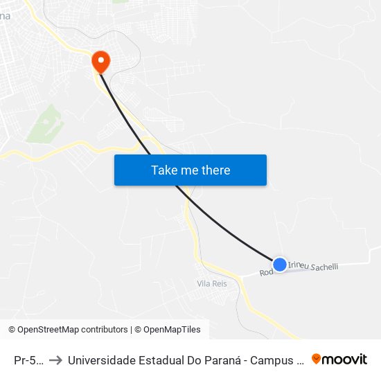 Pr-532 to Universidade Estadual Do Paraná - Campus Apucarana map