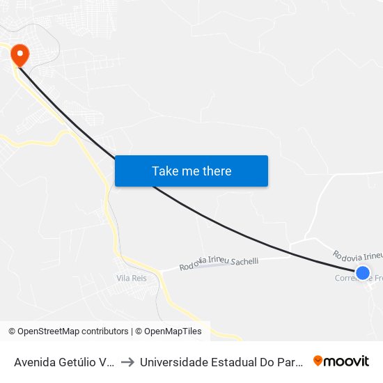 Avenida Getúlio Vargas, 448-546 to Universidade Estadual Do Paraná - Campus Apucarana map