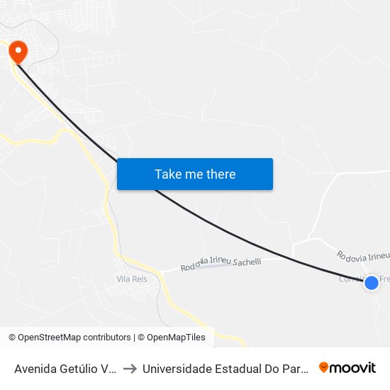 Avenida Getúlio Vargas, 682-800 to Universidade Estadual Do Paraná - Campus Apucarana map