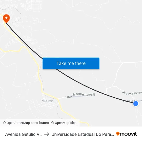 Avenida Getúlio Vargas, 682-800 to Universidade Estadual Do Paraná - Campus Apucarana map