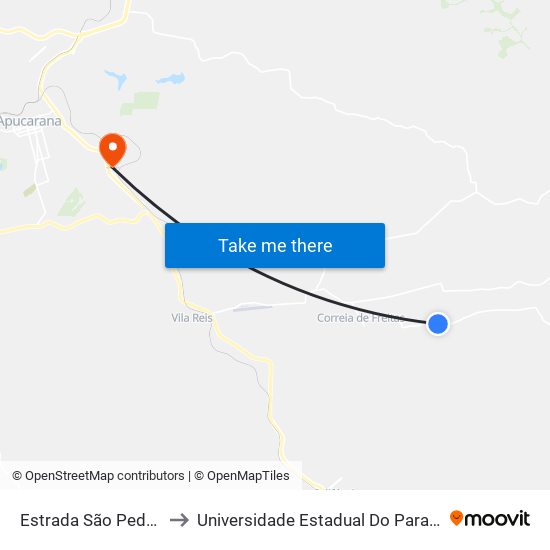 Estrada São Pedro Da Traquara to Universidade Estadual Do Paraná - Campus Apucarana map