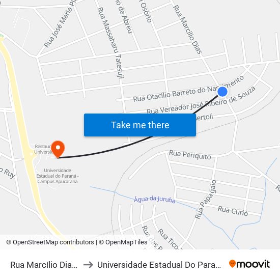 Rua Marcílio Dias, 1413-1477 to Universidade Estadual Do Paraná - Campus Apucarana map