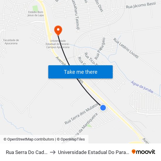 Rua Serra Do Cadeado, 137-171 to Universidade Estadual Do Paraná - Campus Apucarana map