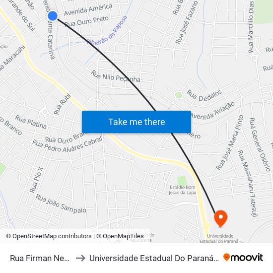 Rua Firman Neto, 830-886 to Universidade Estadual Do Paraná - Campus Apucarana map