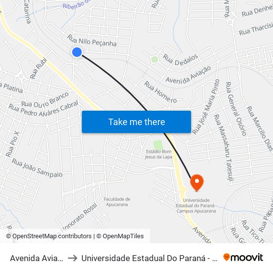 Avenida Aviacao, 366 to Universidade Estadual Do Paraná - Campus Apucarana map