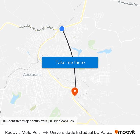 Rodovia Melo Peixoto, 568-634 to Universidade Estadual Do Paraná - Campus Apucarana map