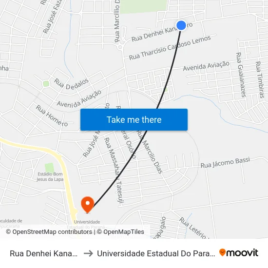 Rua Denhei Kanashiro, 923-1057 to Universidade Estadual Do Paraná - Campus Apucarana map