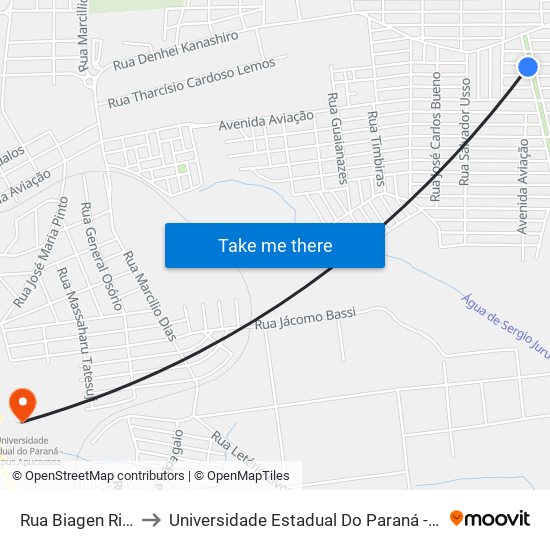 Rua Biagen Riveline, 86 to Universidade Estadual Do Paraná - Campus Apucarana map