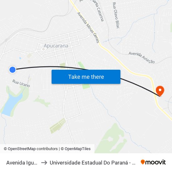 Avenida Iguaçu, 594 to Universidade Estadual Do Paraná - Campus Apucarana map