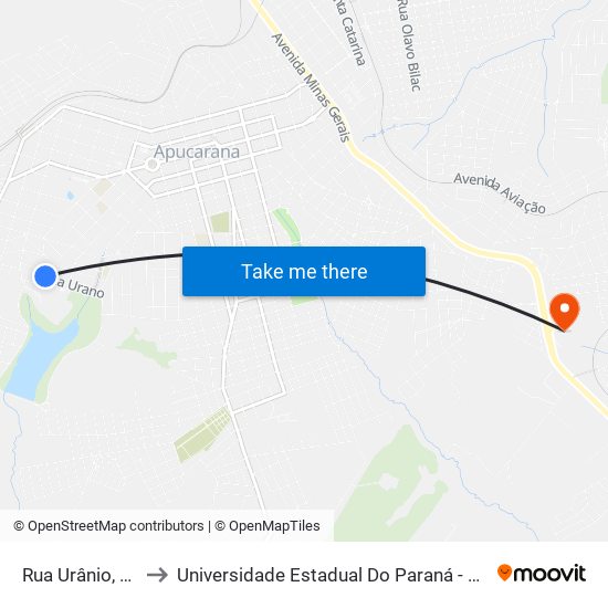 Rua Urânio, 579-695 to Universidade Estadual Do Paraná - Campus Apucarana map