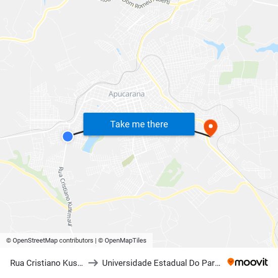 Rua Cristiano Kussmaul, 157-323 to Universidade Estadual Do Paraná - Campus Apucarana map