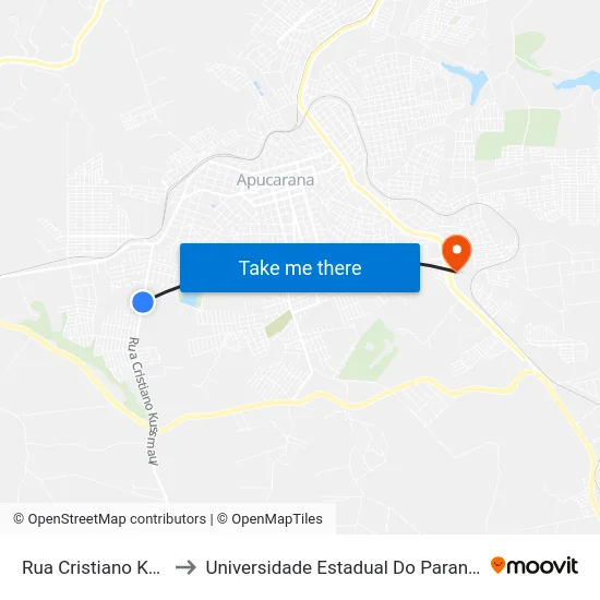 Rua Cristiano Kussmaul, 886 to Universidade Estadual Do Paraná - Campus Apucarana map