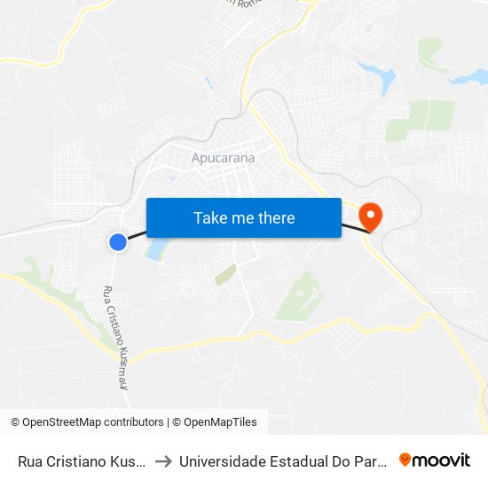 Rua Cristiano Kussmaul, 323-473 to Universidade Estadual Do Paraná - Campus Apucarana map