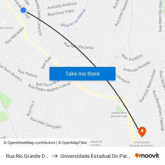 Rua Rio Grande Do Sul, 905-1059 to Universidade Estadual Do Paraná - Campus Apucarana map