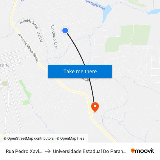 Rua Pedro Xavier, 575-653 to Universidade Estadual Do Paraná - Campus Apucarana map