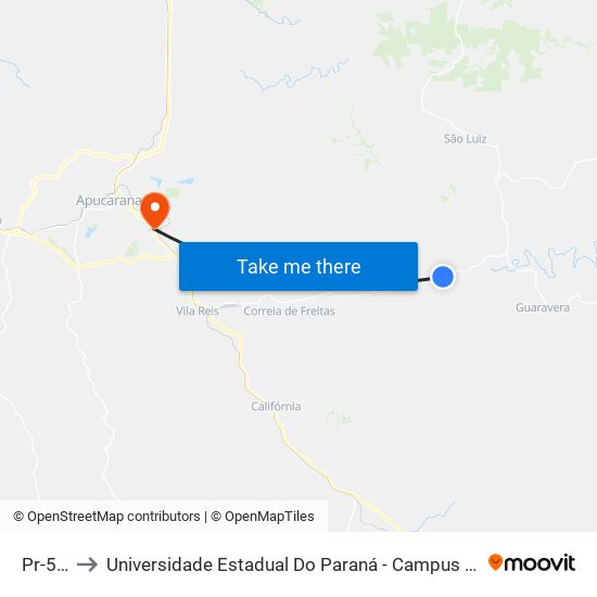 Pr-532 to Universidade Estadual Do Paraná - Campus Apucarana map
