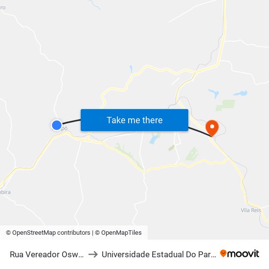 Rua Vereador Oswaldo Zattoni, 448 to Universidade Estadual Do Paraná - Campus Apucarana map