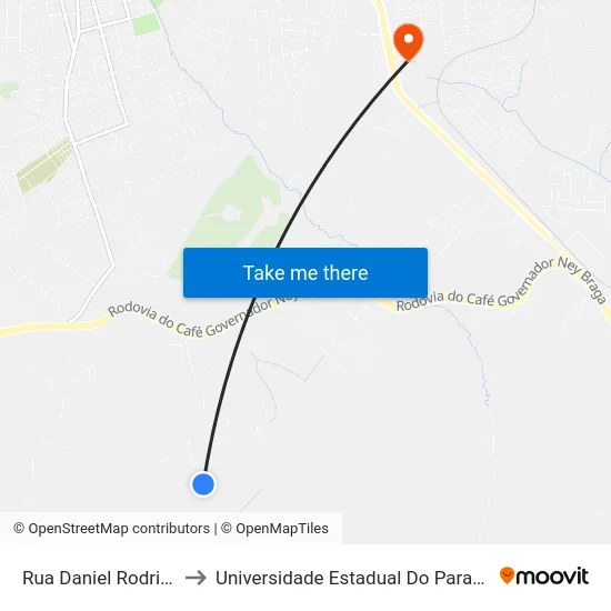 Rua Daniel Rodrigues, 745-805 to Universidade Estadual Do Paraná - Campus Apucarana map