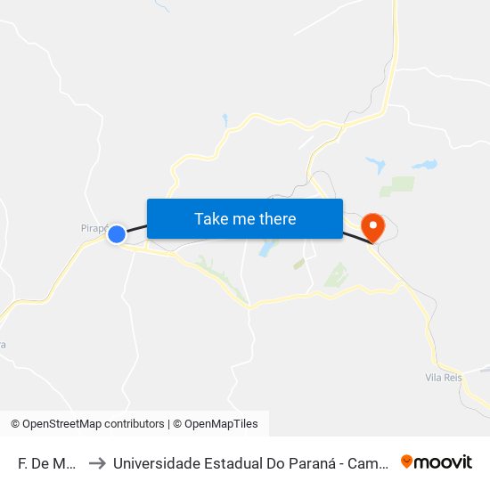 F. De Moveis to Universidade Estadual Do Paraná - Campus Apucarana map