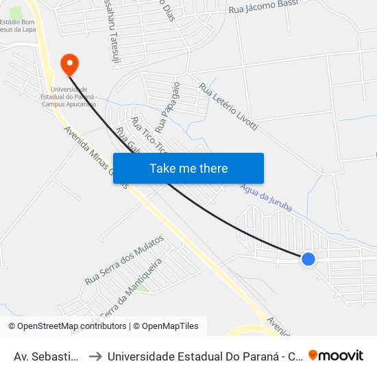 Av. Sebastião Linda to Universidade Estadual Do Paraná - Campus Apucarana map