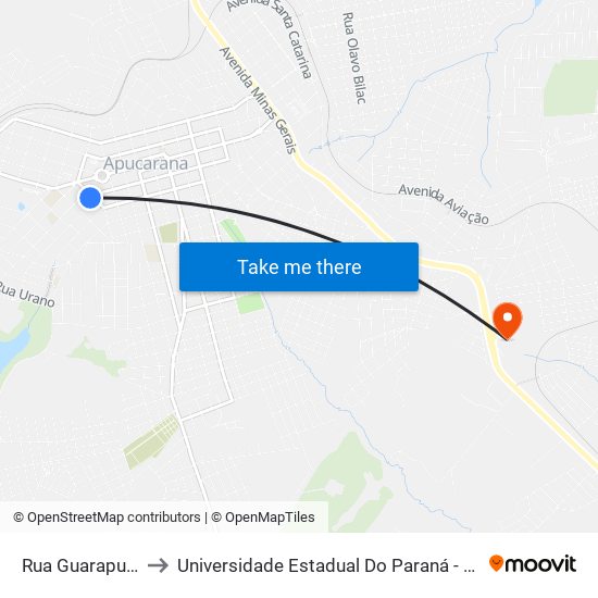 Rua Guarapuava, 491 to Universidade Estadual Do Paraná - Campus Apucarana map