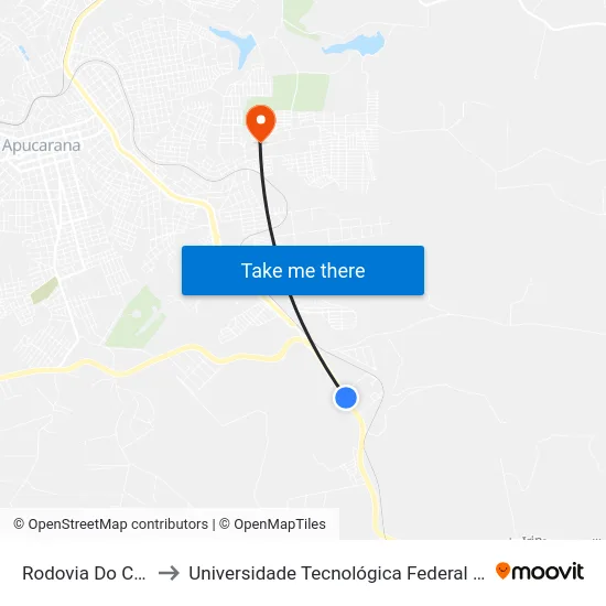 Rodovia Do Café, 4423-4511 to Universidade Tecnológica Federal Do Paraná - Campus Apucarana map