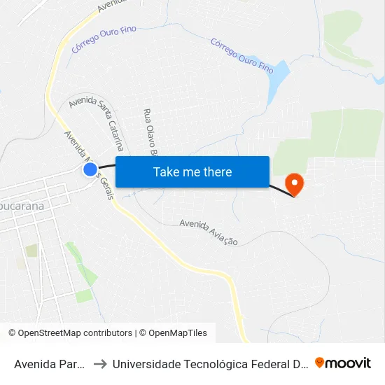 Avenida Paraná, 155-203 to Universidade Tecnológica Federal Do Paraná - Campus Apucarana map