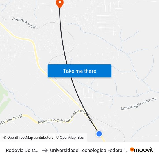 Rodovia Do Café, 4176-4252 to Universidade Tecnológica Federal Do Paraná - Campus Apucarana map