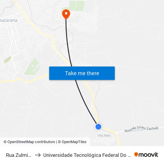 Rua Zulmira, 50-110 to Universidade Tecnológica Federal Do Paraná - Campus Apucarana map