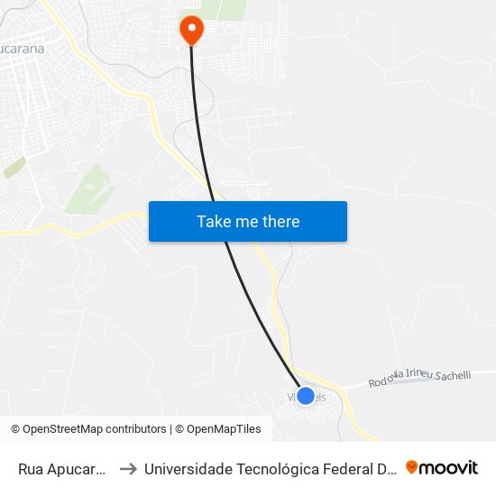 Rua Apucarana, 616-644 to Universidade Tecnológica Federal Do Paraná - Campus Apucarana map