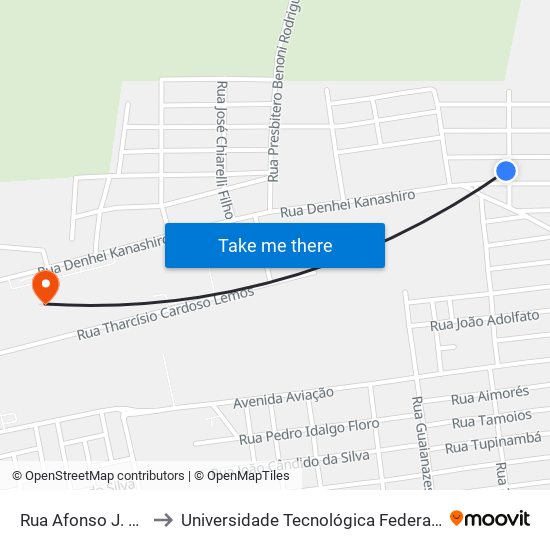 Rua Afonso J. Da Costa, 49-111 to Universidade Tecnológica Federal Do Paraná - Campus Apucarana map