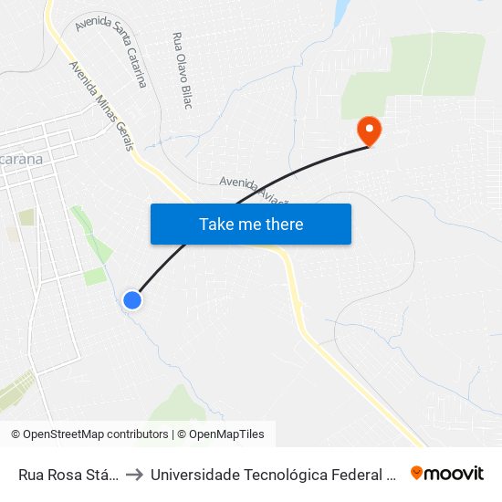 Rua Rosa Stábile, 703-771 to Universidade Tecnológica Federal Do Paraná - Campus Apucarana map